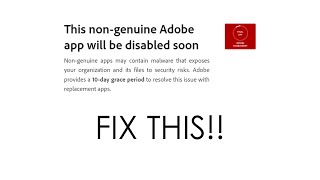 Adobe How To Fix quotThis unlicensed Adobe app is not geniune and will be disabled soonquot 2024 Fix [upl. by Barnaba]