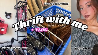 ✿ THRIFT WITH ME  HAUL VLOG amp restocking my booth amp Sanrio hunting ✿ [upl. by Notsag]