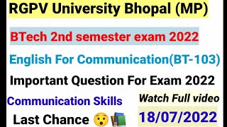 English For Communication  RGPV BTech 2nd semester Exam 2022  English For Communication Skill [upl. by Feigin972]