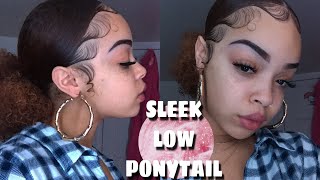 EASY SLEEK LOW PONYTAIL  Natural Hair [upl. by Ennovaj]