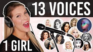 1 GIRL 13 VOICES Ariana Grande Lady Gaga Selena Gomez Cher and many more [upl. by Cianca]