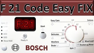 Washing Machine F 21 Code  Bosch  Neff  Whirlpool  EASY FIX [upl. by Kreit]