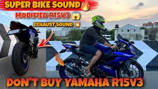 MODIFIED R15v3 🔥  Akrapovic Full System Exhaust Sound 💥  Superbike Exhaust Note 🤩  Tamil [upl. by Nomor199]